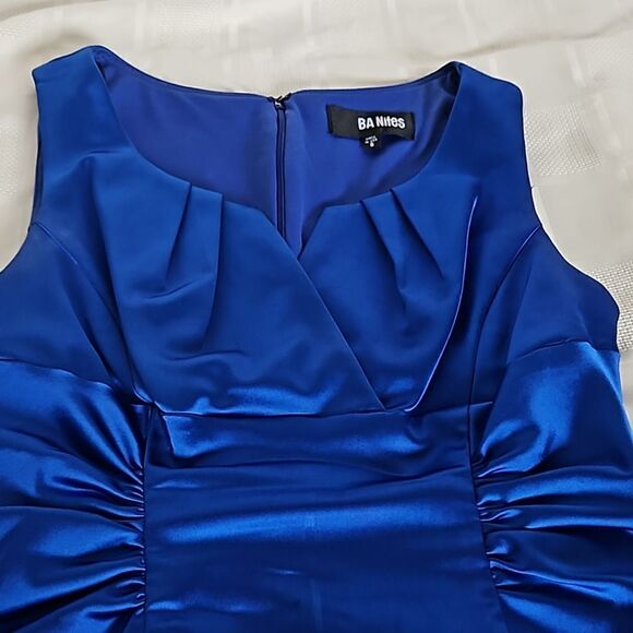 Ba Nites Women's Bodycon With Side Ruffled Midi Dress Royal Blue 8 - Picture 16 of 16